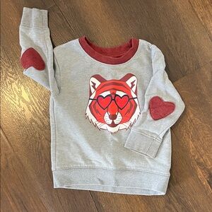 Tiger Heart Eyes Baby Sweatshirt With Heart Elbow Patches